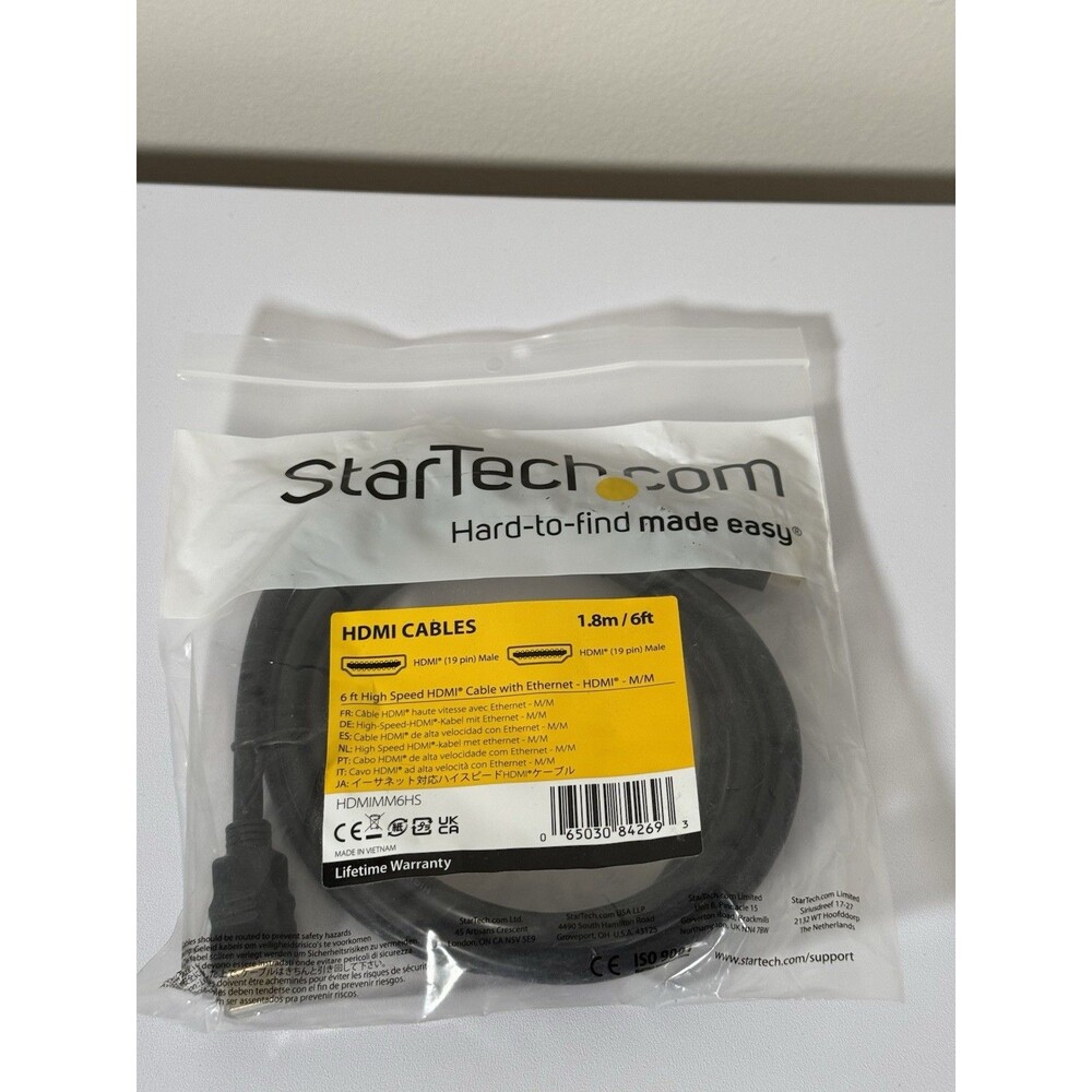 StarTech 6ft HDMI Cable w Ethernet M M 1.8m HDMIMM6HS New